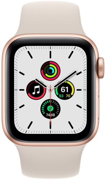 Apple Watch SE GPS 44mm Gold Aluminium Case with Starlight Sport Band (MKQ53) 